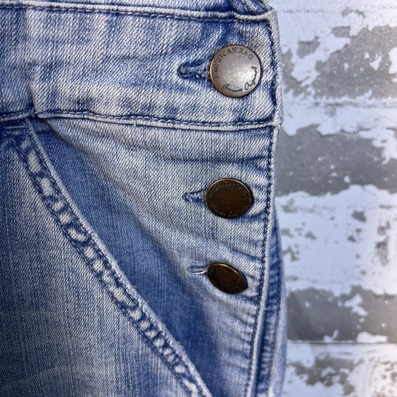 American Rag Overalls Sz 22W Patchwork Cropped Frayed Hem Aged Weathered - Picture 6 of 16